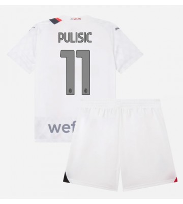 AC Milan Christian Pulisic #11 Koszulka Wyjazdowych Dziecięca 2023-24 Krótki Rękaw (+ Krótkie spodenki)